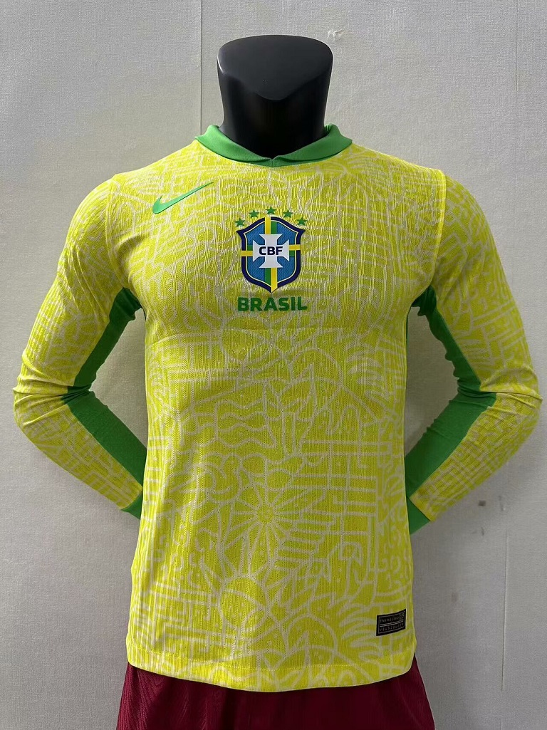 AAA Quality Brazil 2024 Home Long Soccer Jersey(Player)